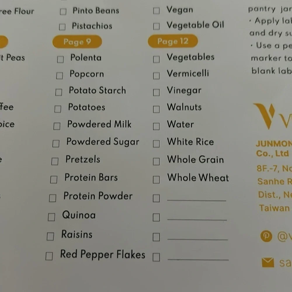 Kitchen Preprinted Pantry Labels /140 pieces / BRAND NEW